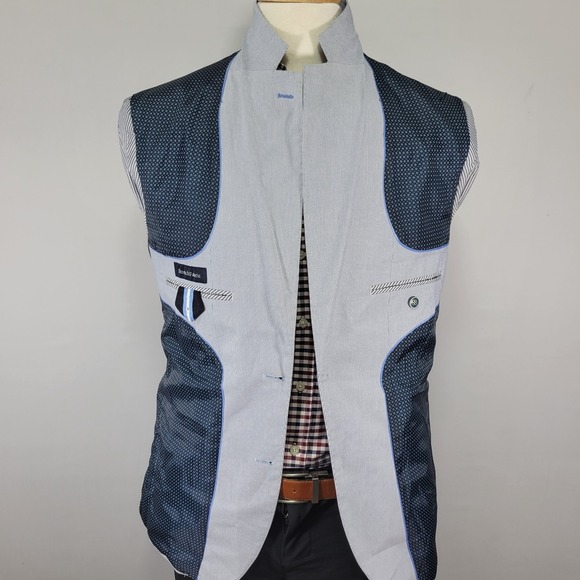 Tailorbyrd Collection Mens Sport Coat Blazer Two Button Blue Striped Stretch 40R - Picture 13 of 16